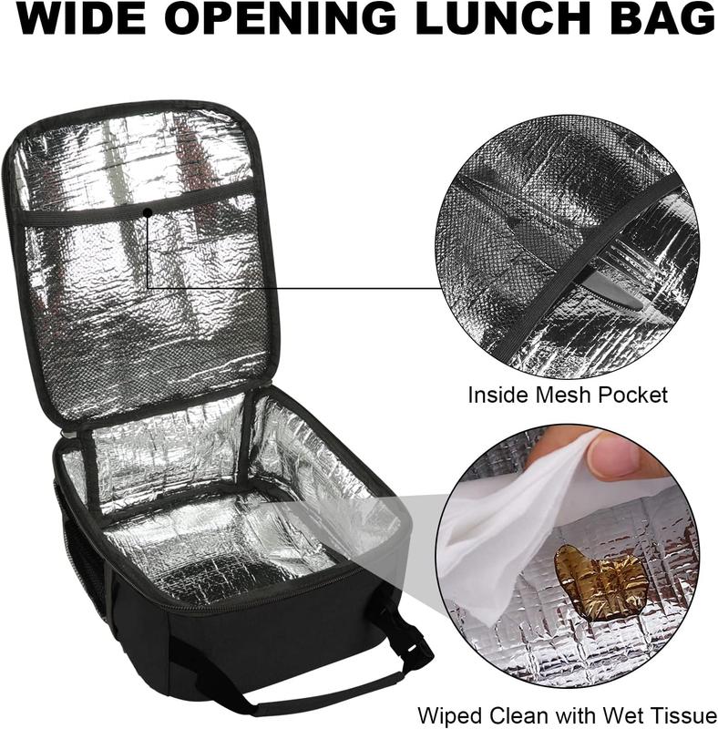 Lunch Box for Men Women Adults, Small Lunchbox for Work Picnic - Reusable Lunch bag Portable Lunch tote, Black