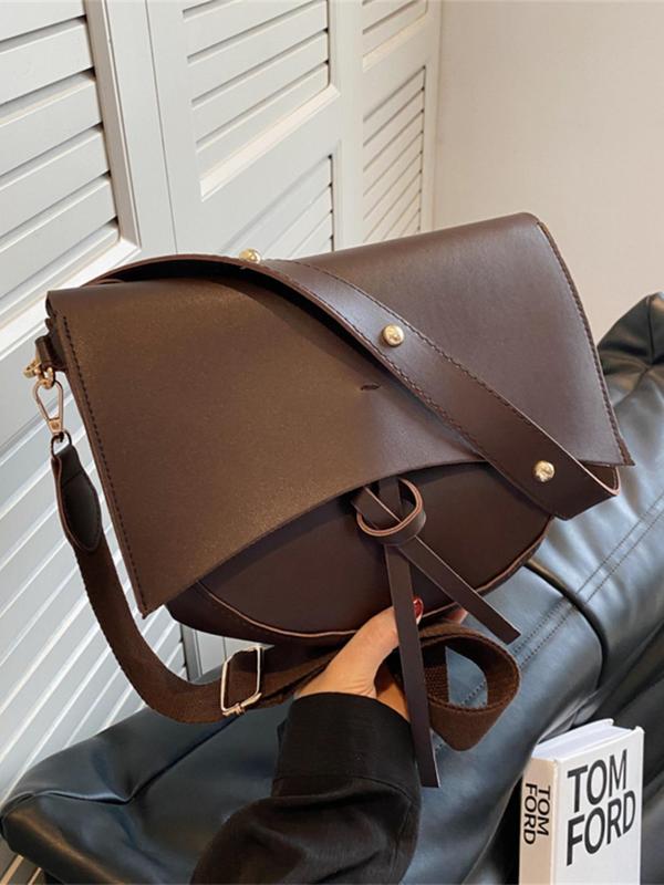 Women's Solid Color Saddle Bag, Fashionable PU Leather Texture Crossbody Bag for Daily Used, Casual Trendy Versatile High-quality Daily Commuting Bag