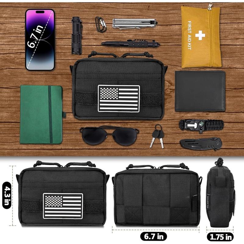 Belt Pouches for Men, Water Resistant Small Belt Bag with  Flag Patch, Pocket Organizer Storage EDC Gear for Work, Travel, Hiking