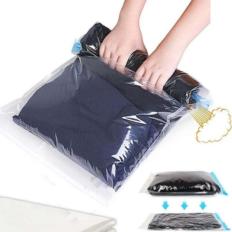 Transparent Travel Compression Bag for Clothes, 10pcs set Portable Durable Dustproof Space-saving Clothes Storage Bag, No Vacuum or Pump Needed, Clothes Organizers for Home Outdoor Travel Business