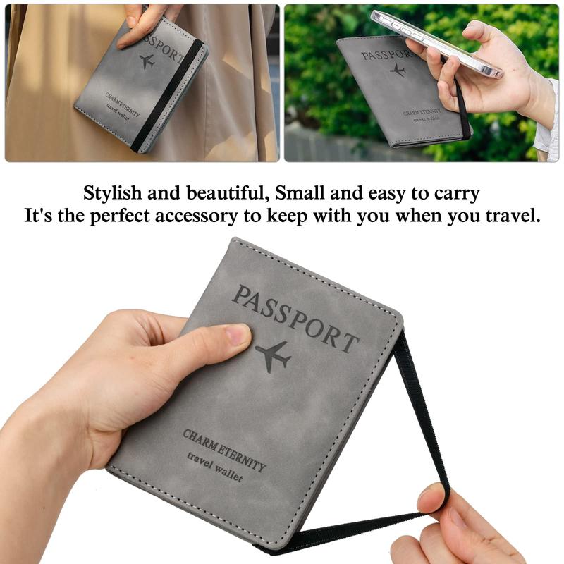 Passport Holder Wallet, PU Leather Passport Wallet for Men and Women, RFID Blocking Wallet, Multi-Function Travel Document Holder