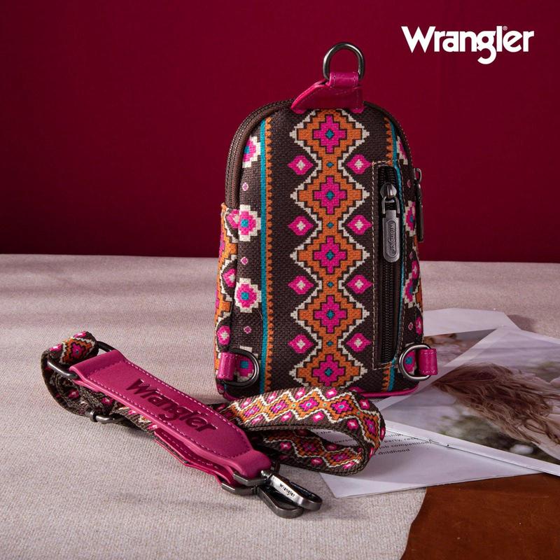 Wrangler Southwestern Print Canvas Crossbody Sling Chest Bag