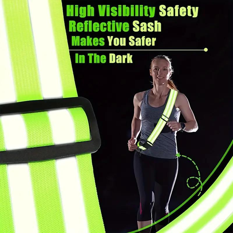 Reflective Shoulder Strap, 2 Counts Adjustable Shoulder Strap with Hook, Elastic Shoulder Strap for Night Running & Cycling