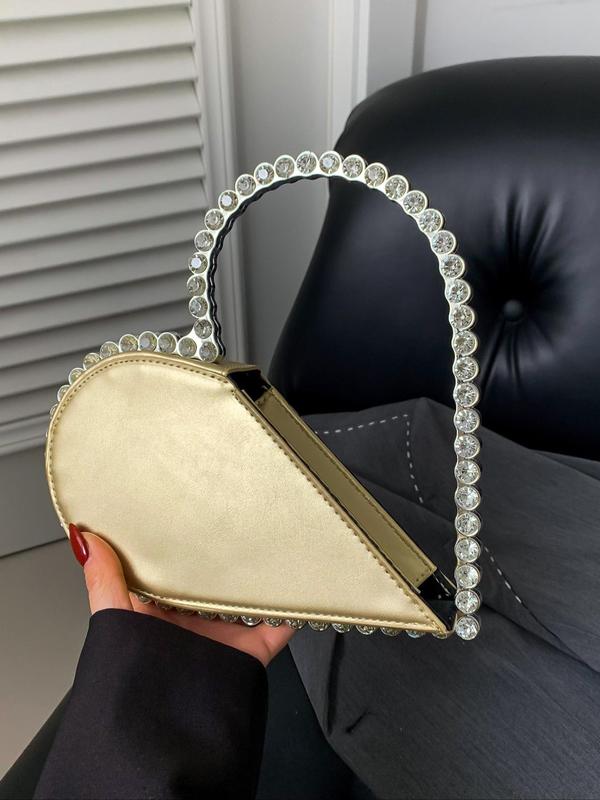 Mini Heart Shape Evening Bag As Gift, Trendy Rhinestone Decorated Handbag for Party Wedding, Novelty Trendy Versatile High-quality Daily Bag for Lovers Day Outfits