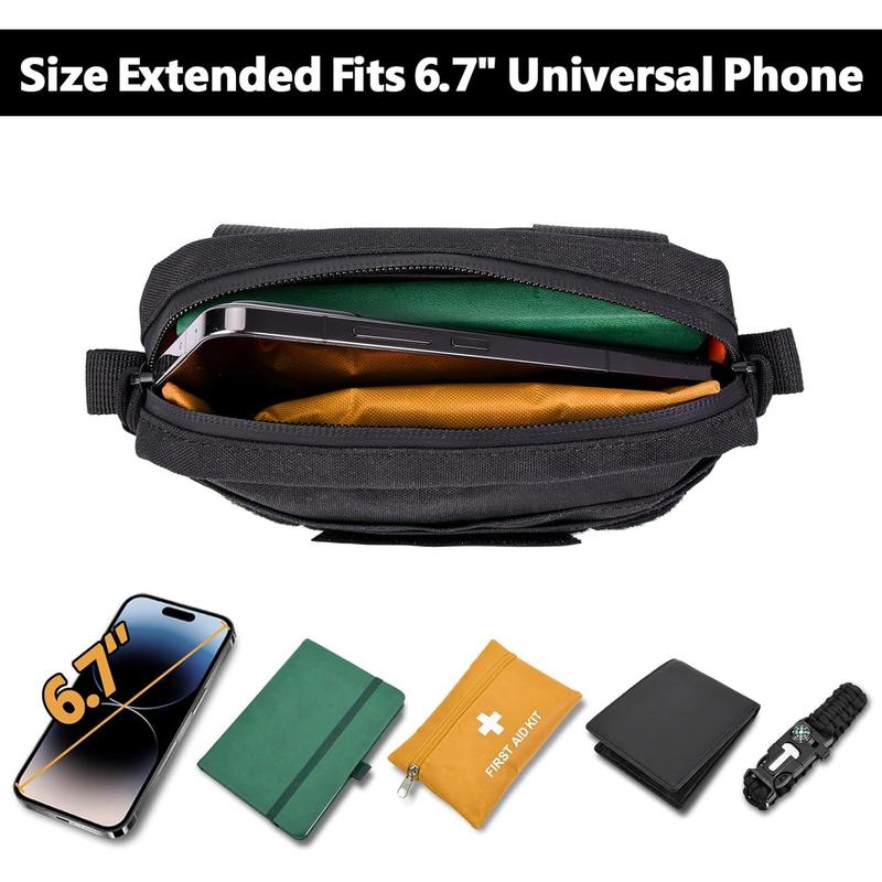 Belt Pouches for Men, Water Resistant Small Belt Bag with  Flag Patch, Pocket Organizer Storage EDC Gear for Work, Travel, Hiking