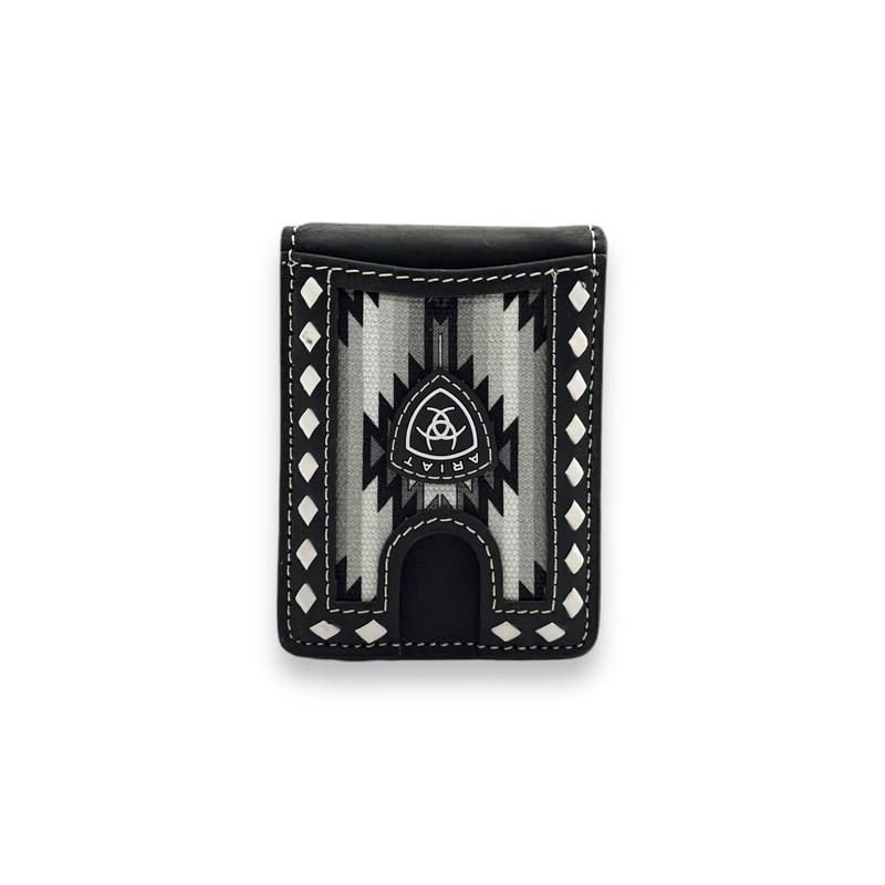 Men's Card Case Wallet - Black White Diamond Lacing