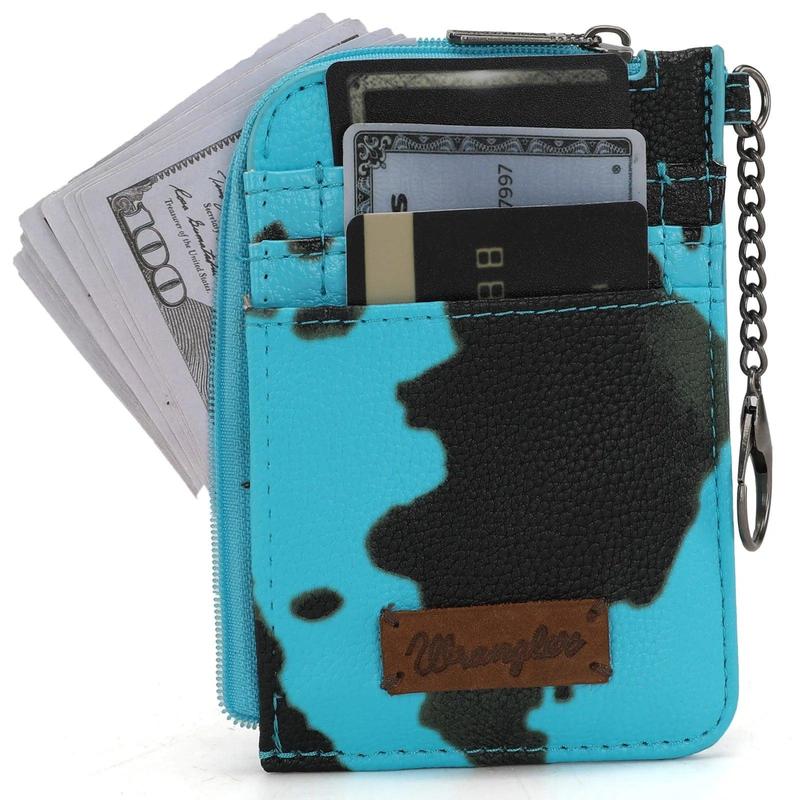 Wrangler Cow Print Print Mini Zip Card Case