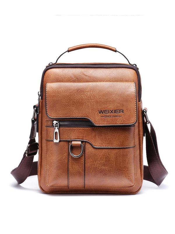 Men's Retro Messenger Bag, Vintage Crossbody Bag, Luxury Bags for Men, Business Style Plain Color Crossbody Bag with Adjustable Strap, Versatile Commuting Bag