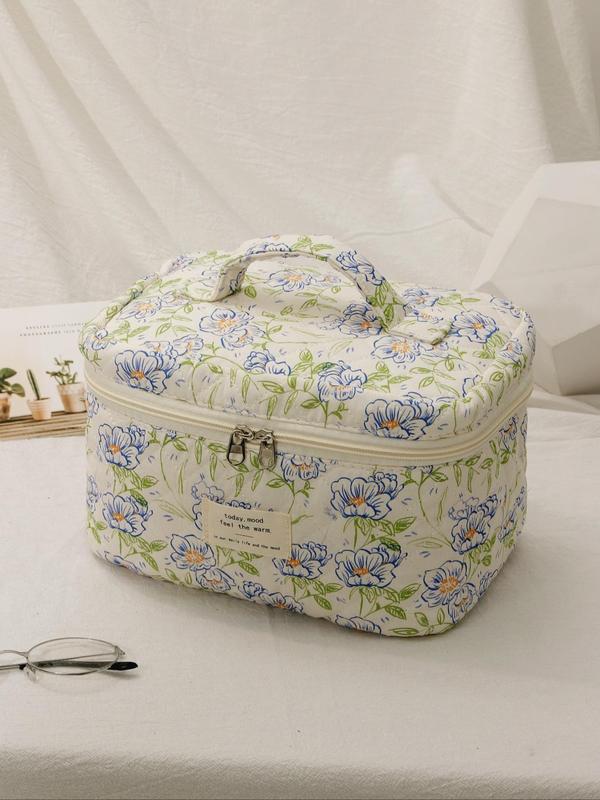 Fashion Summer All Over Print Zipper Makeup Bag for Gift, Cute Makeup Bags, Large Capacity Travel Cosmetic Bag, Portable Toiletry Bag for Women & Girls