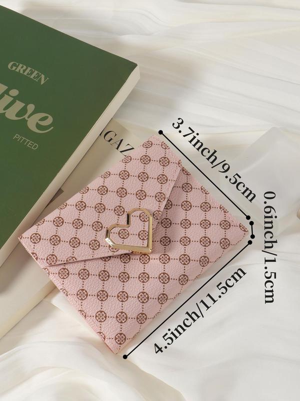 Women's Cute Elegant Heart Design Short Wallet, Trendy Trifold Wallet with Card Slots, Chic All-match Card Holder for Daily Use