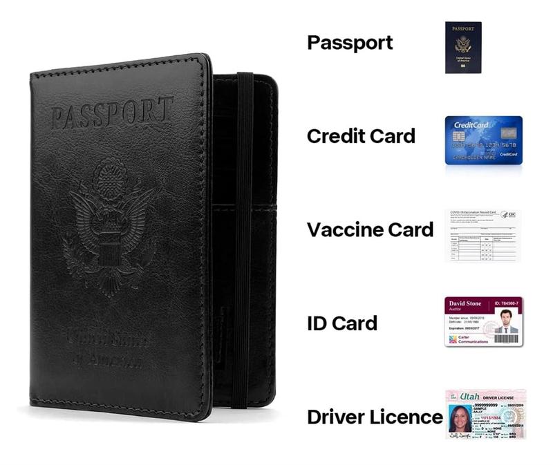 Passport Holder, Passport and Vaccine Card Holder Combo Passport Cover Passport Wallet Rfid Passport Holder Passport Case Passport Card Holder Family Pen Holder Passport Holder for Women Men