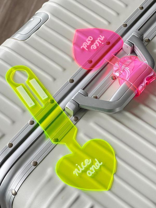 Cute Heart Shaped Pvc Luggage Tag, Fluorescence Luggage Tag for Women & Men, Anti-loss Identification Tag, Travel Bag Charm, Bag Decoration, Travel Essentials