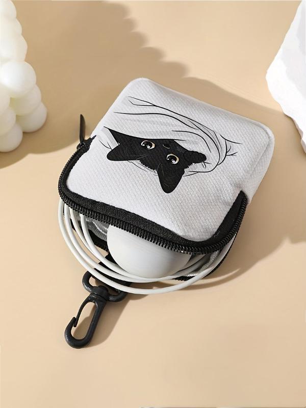 Cute Cat Pattern Coin Purse, 2024 New Style Multi-functional Storage Bag, Durable Polyester Coin Purse, Ideal Gift for Women & Girls