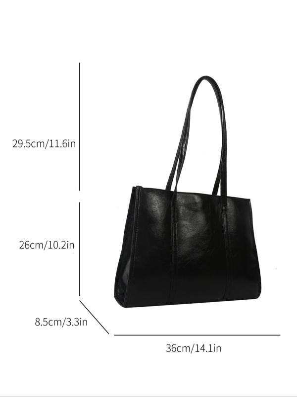 Women's Elegant Solid Color Tote Bag, Casual Trendy Large Capacity PU Leather Shoulder Bag, Fashionable Bag for Work & Daily Use