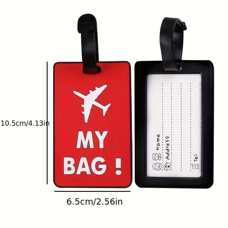 World Traveler Letter Pattern Luggage Tags, 2 Counts set Creative PVC Travel Label, Multi-function Anti-lost Hanging Tag for Suitcase, Bag, Backpack