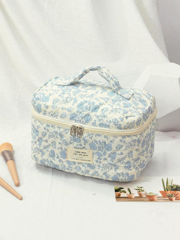 Fashion Summer All Over Print Zipper Makeup Bag for Gift, Cute Makeup Bags, Large Capacity Travel Cosmetic Bag, Portable Toiletry Bag for Women & Girls