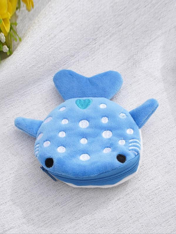 Women's Cute Cartoon Whale Design Plush Zipper Wallet, Fashionable Animal Design Purse for Daily Used & Work, Casual Trendy Versatile High-quality Daily Bag for Gift