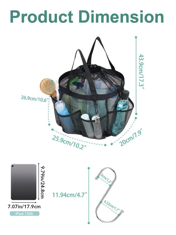 Hollow Out Mesh Toiletry Bag, Portable Toiletry Bag with Drawstring, Travel Shower Tote, Shower Caddy, Camping, Bathroom Accessories, for Fall Outfits Fall Freshness