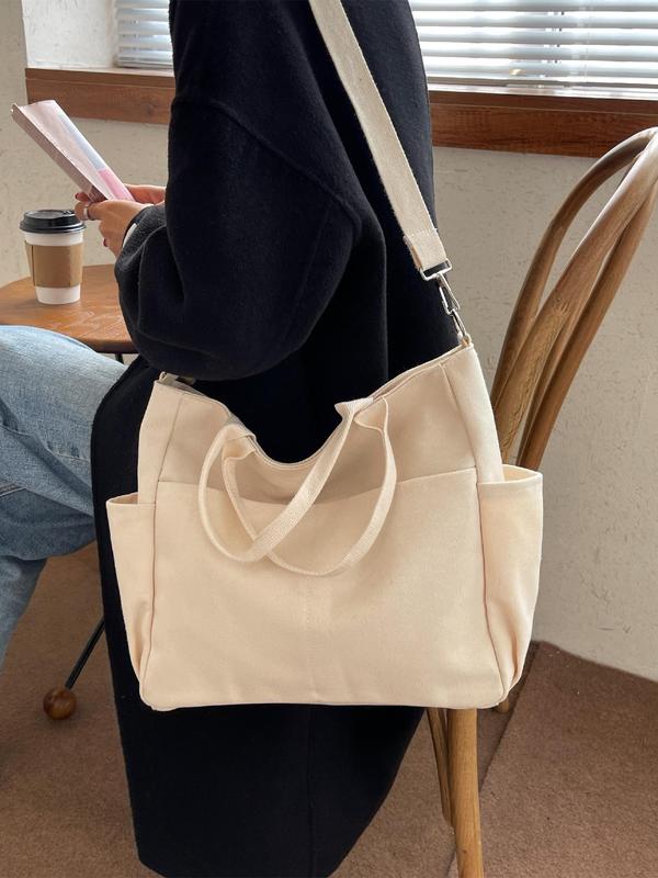 Women's Preppy Style Minimalist Tote Bag, Trendy Large Capacity Shoulder Bag & Crossbody Bag, Chic All-match Tote Bag for Daily & School & Work Use