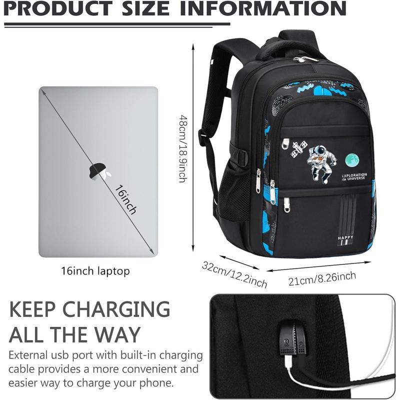 Boys' Laptop Backpack with USB Charging Port | Anti-Theft School Bookbag, Cool Teens Backpack with Pencil Bag