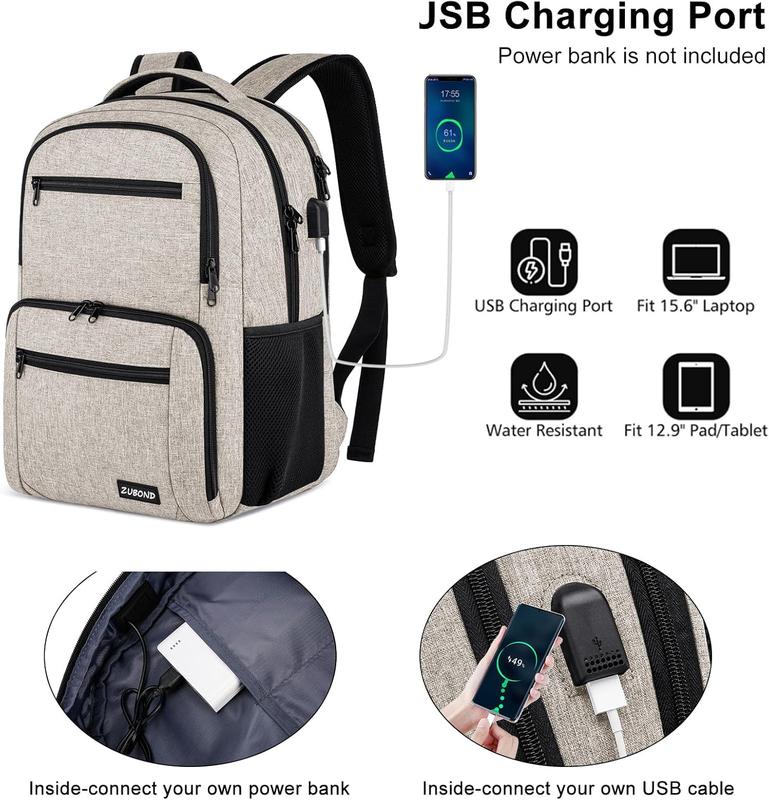 Backpack fo Men and Women, Backpack fo School Teen Boys, Business Tavel Wate esistant Study 15.6 Inch Laptops Back Pack with USB Chaging Pot, College School Compute Bag Gift, Gey