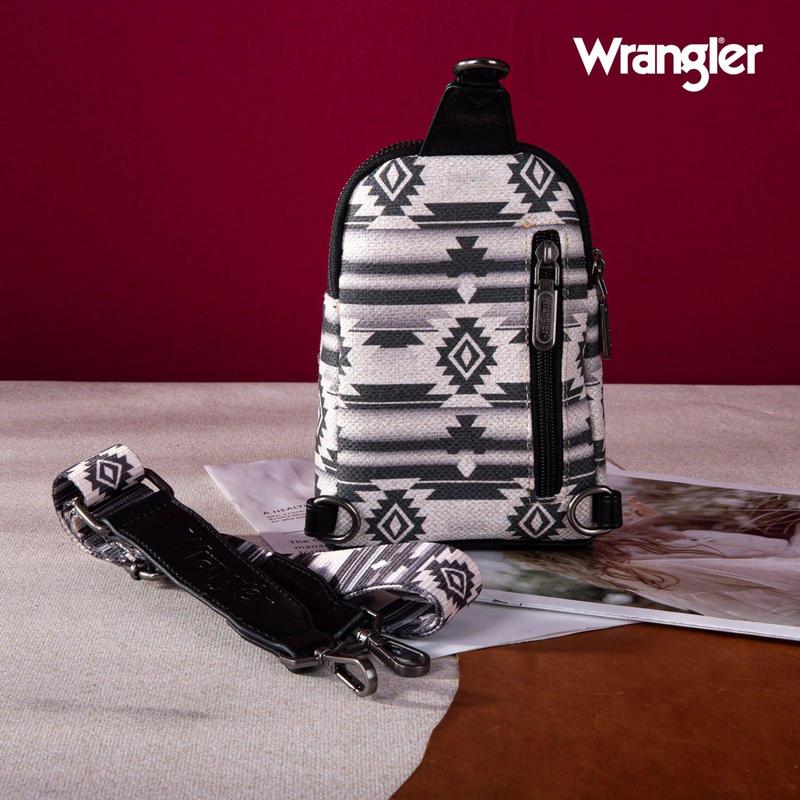 Wrangler Southwestern Print Canvas Crossbody Sling Chest Bag