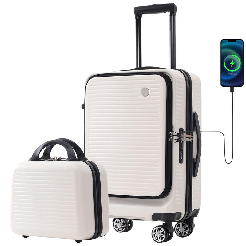 Carry-on Luggage 20 Inch Front Open Luggage Lightweight Suitcase with Front Pocket and USB Port, 1 Portable Carrying Case carry-on luggage