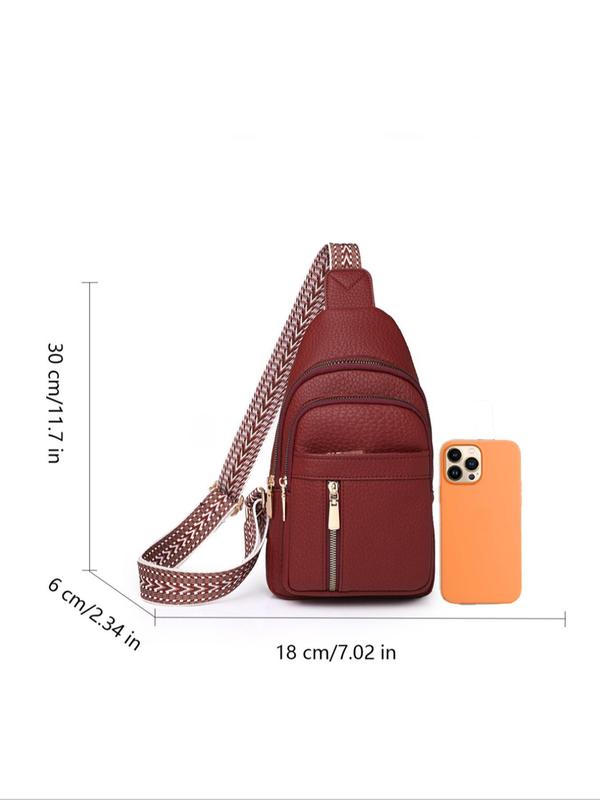 Solid Color Fanny Packs for Women, Fashion Casual PU Chest Bag with Adjustable Strap for Work & School, Casual Trendy Versatile High-quality Commuting Bag