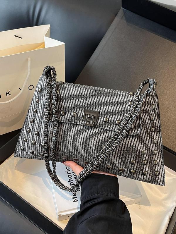 Women's Studded Decor Shoulder Bag, Pu Crossbody Bag for Daily Used, Casual Trendy Versatile High-quality Daily Commuting Bag, Girl Fashion Shopping Bag, Bags for Women