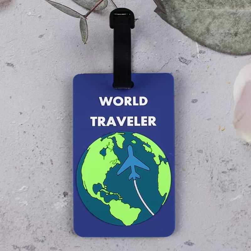 World Traveler Letter Pattern Luggage Tags, 2 Counts set Creative PVC Travel Label, Multi-function Anti-lost Hanging Tag for Suitcase, Bag, Backpack