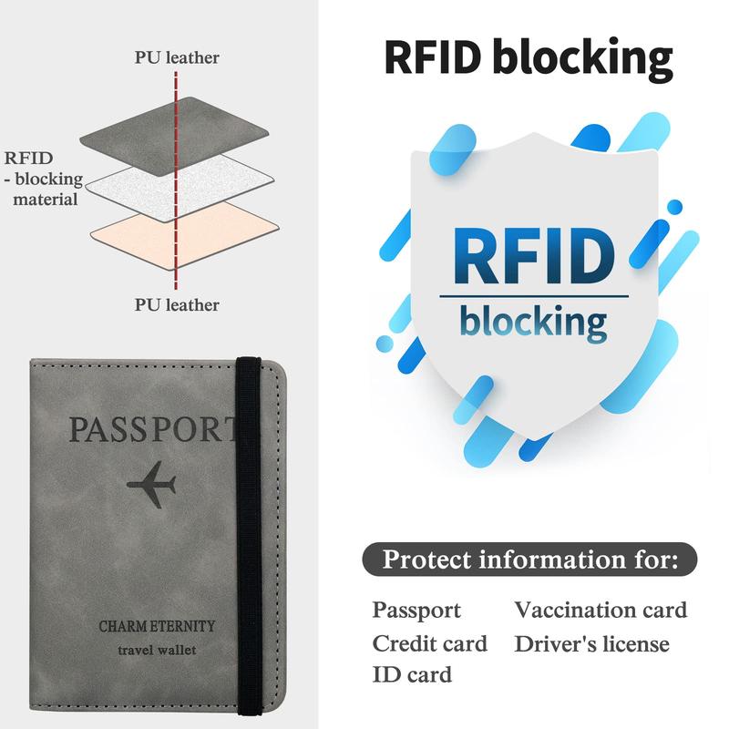 Passport Holder Wallet, PU Leather Passport Wallet for Men and Women, RFID Blocking Wallet, Multi-Function Travel Document Holder