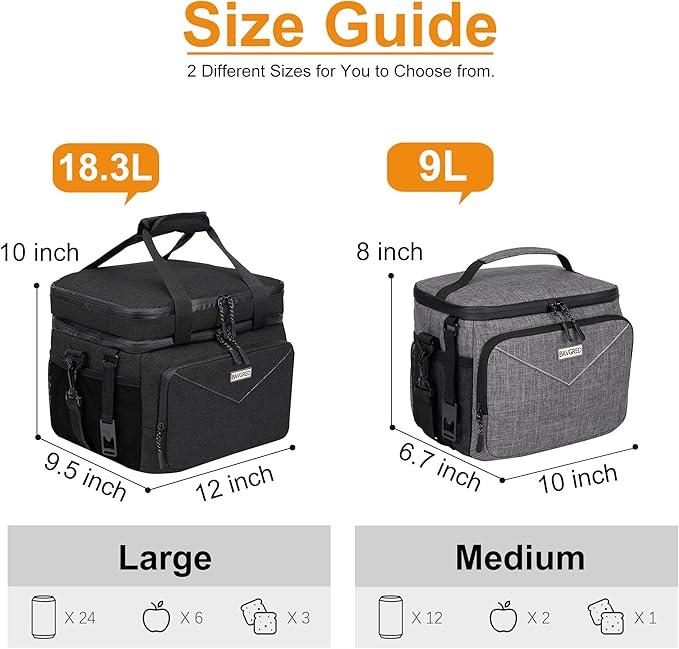 Premium Insulated Lunch Bag for Women Men - 9L Leakproof Lunch Box Soft Cooler Tote Bag with Adjustable Shoulder Strap for Work Picnic Beach - Large Capacity 9L