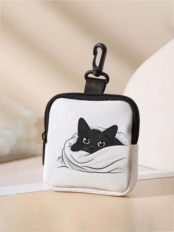 Cute Cat Pattern Coin Purse, 2024 New Style Multi-functional Storage Bag, Durable Polyester Coin Purse, Ideal Gift for Women & Girls