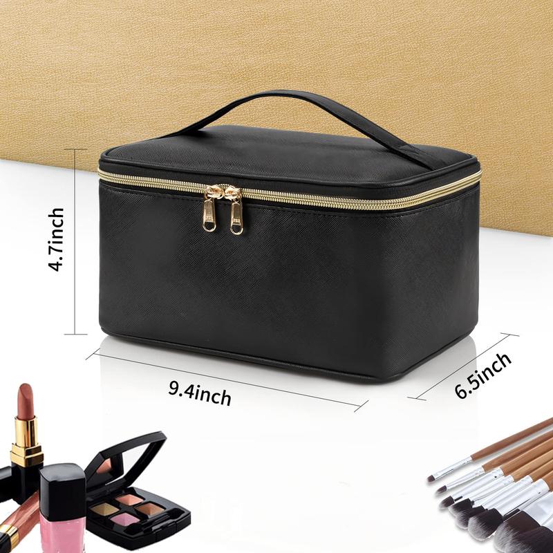 Makeup Bag - Your Portable Cosmetic Bag with Large Capacity! This Black Travel Makeup Case Organizer is Ideal for Women and Girls. Comes with a Handle and Divider for Easy Organization. Perfect for Traveling.