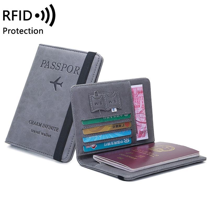 Passport Holder Wallet, PU Leather Passport Wallet for Men and Women, RFID Blocking Wallet, Multi-Function Travel Document Holder