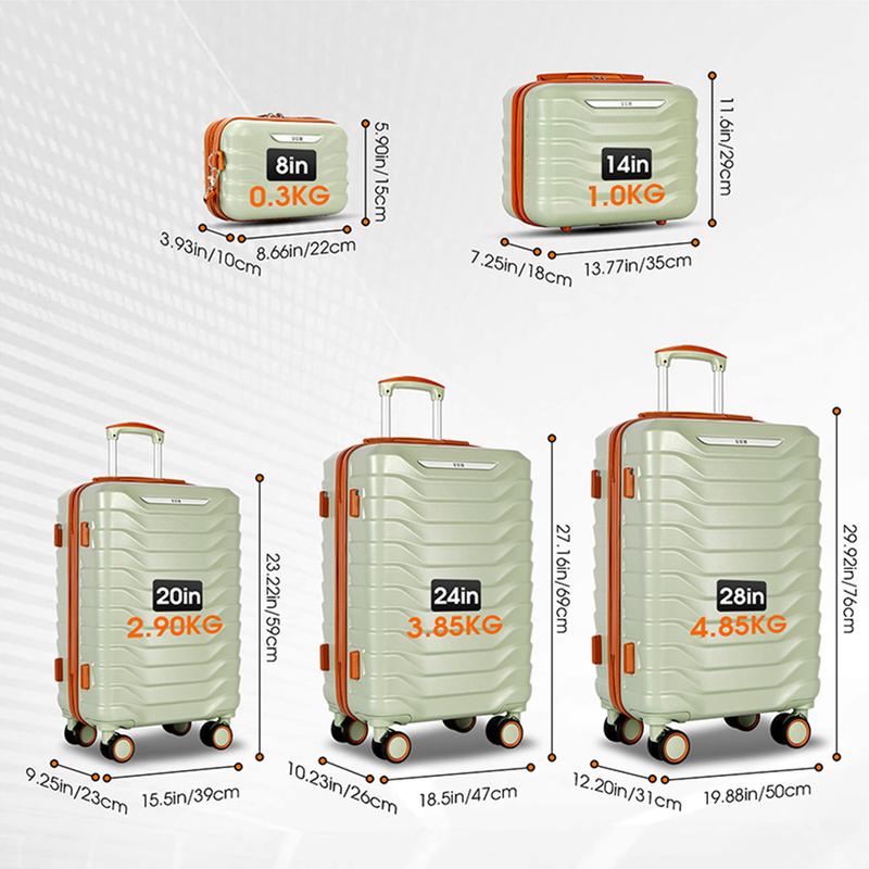 UUH Luggage Sets - 4pcs 7pcs 8pcs Waterproof Travel Suitcase with Expandable Layer, Durable Makeup Bag, Side Hooks for Easy Organization, TSA Lock for Security, Stylish and Functional Travel Gear