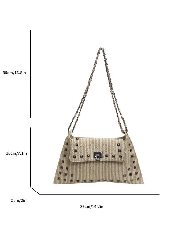 Women's Studded Decor Shoulder Bag, Pu Crossbody Bag for Daily Used, Casual Trendy Versatile High-quality Daily Commuting Bag, Girl Fashion Shopping Bag, Bags for Women