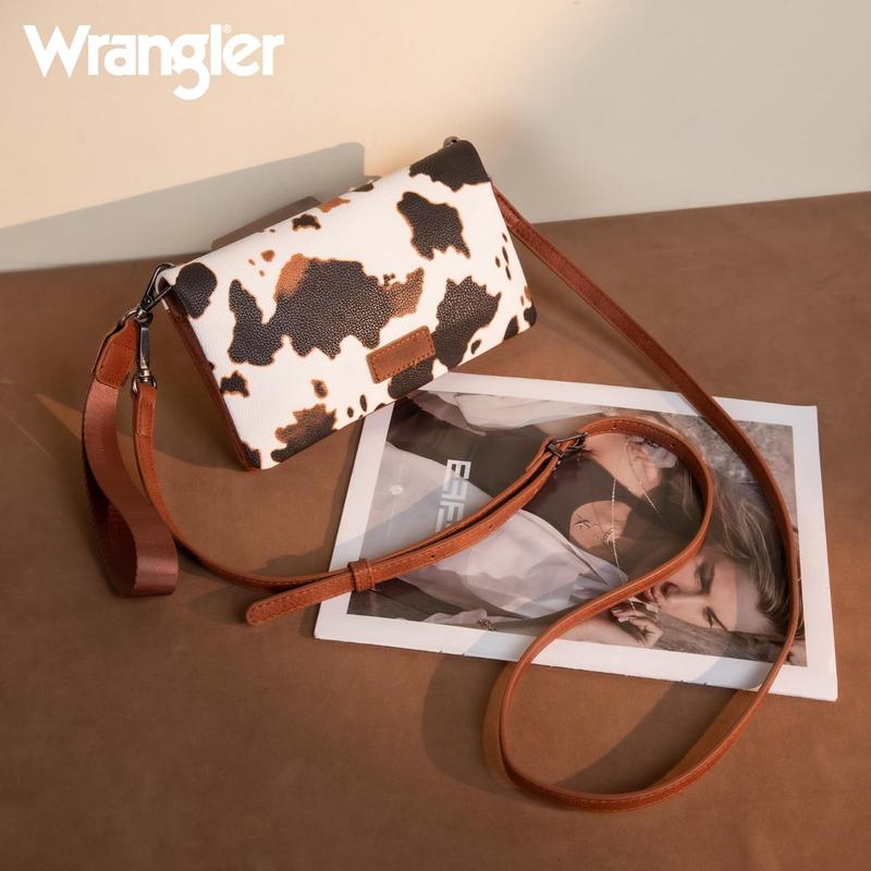 Wrangler RFID Blocking Bifold Clutch Credit Card Holder Purse with Crossbody Strap for Woman