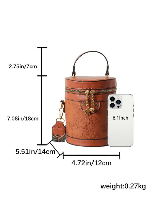 Women's Vintage Floral Embossed Crossbody Bag, 2024 New Style Fashionable PU Leather Shoulder Bag for Daily Used, Casual Trendy Versatile High-quality Daily Commuting Bag