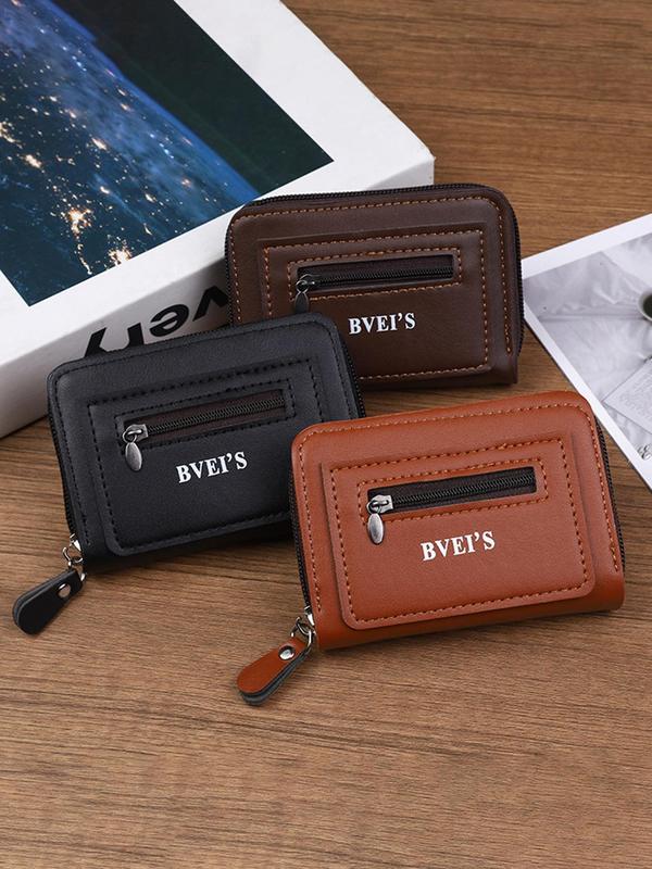 Men's Business Fashion Letter Design Card Holder, Casual Trendy Bifold Wallet, Fashionable Card Holder for Daily Use