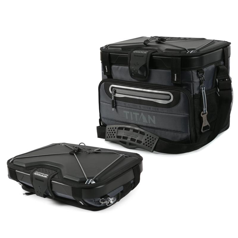 Titan 40 Can Capacity Collapsible Zipperless Cooler, Black Gray