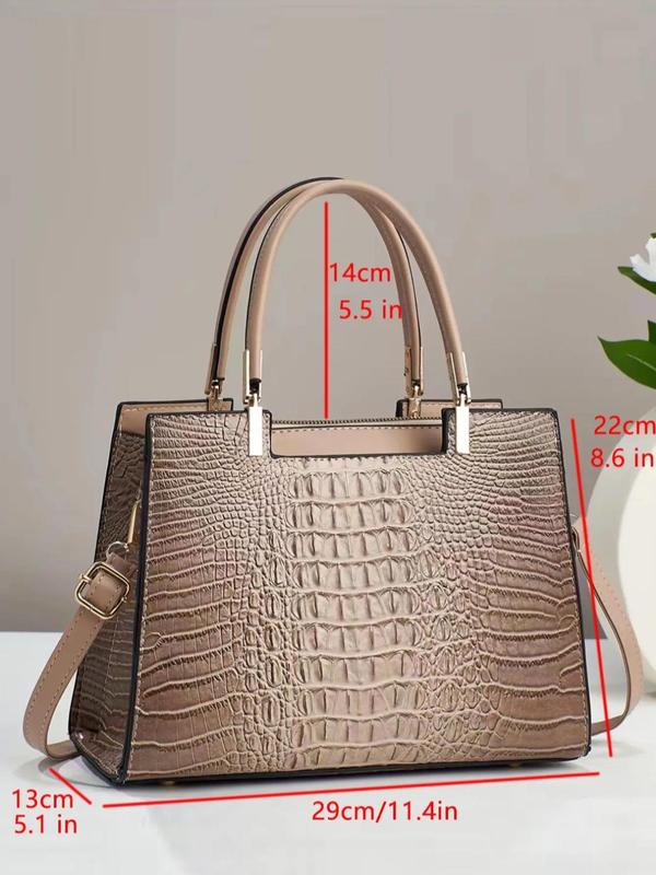 2024 New Fashion Crocodile Embossed Handbag,  Simple Plain Shoulder Bag for Women & Girls, Trendy All-match Crossbody Bag for Daily Use