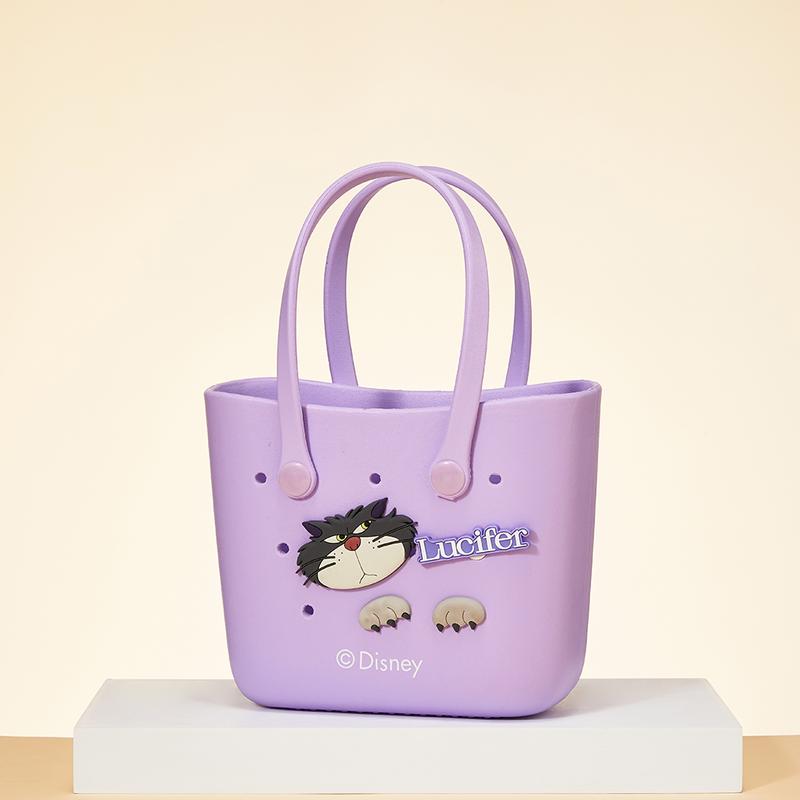 Disney Mini Lunch Bag For Women EVA Lunch Tote Bag Cute Crocs Design Durable Lunch Bags For Girls Small Size Pink Purple Beige With Handle Cute Bento Bags For Tutorial School Work