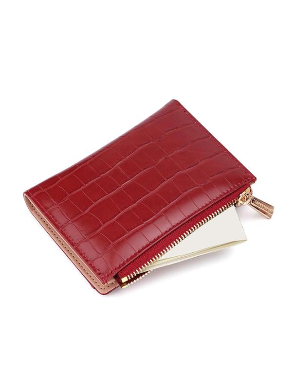 Women's Cute Crocodile Embossed Short Wallet, Simple Multi Card Slot Card Holder, Casual Trendy Versatile High-quality Daily Wallet