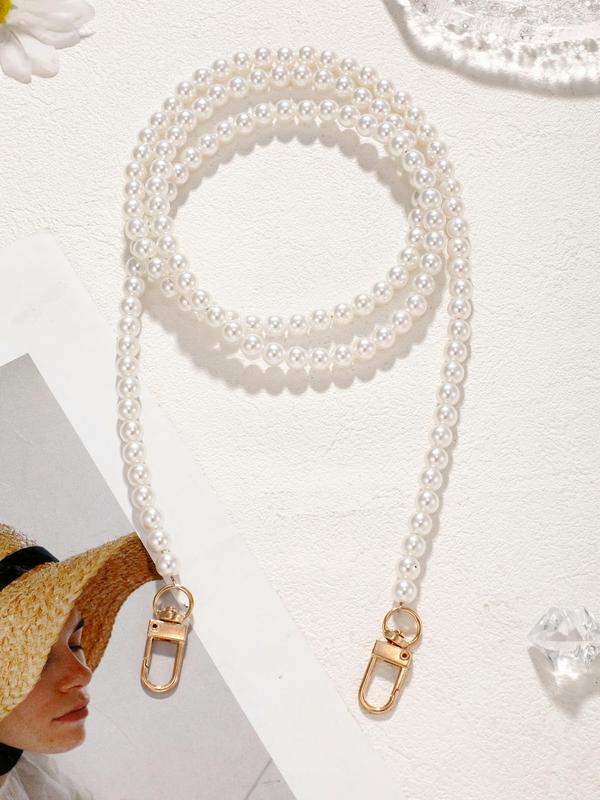 Faux Pearl Decorated Beaded Bag Strap, Elegant Simple Plain Color Bag Strap, Fashionable Bag Accessories for Women & Girls