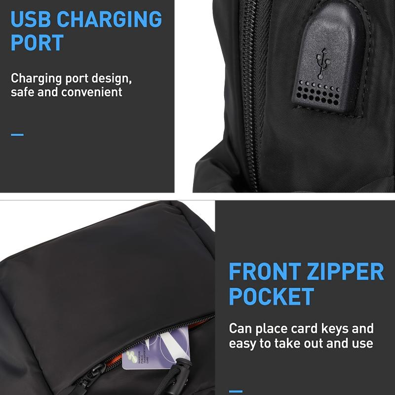 Sling Bag Men Backpack Unisex One Shoulder Bag Hiking Travel Backpack Crossbody With USB Port Versatile Casual Daypack