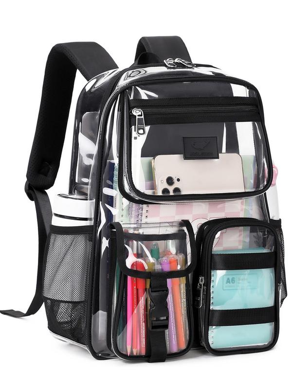 Waterproof Transparent Backpack, Large Capacity School Bag for Women & Men, Casual Trendy Versatile High-quality Daily Commuting Bag, Girl Fashionable Shopping Bag