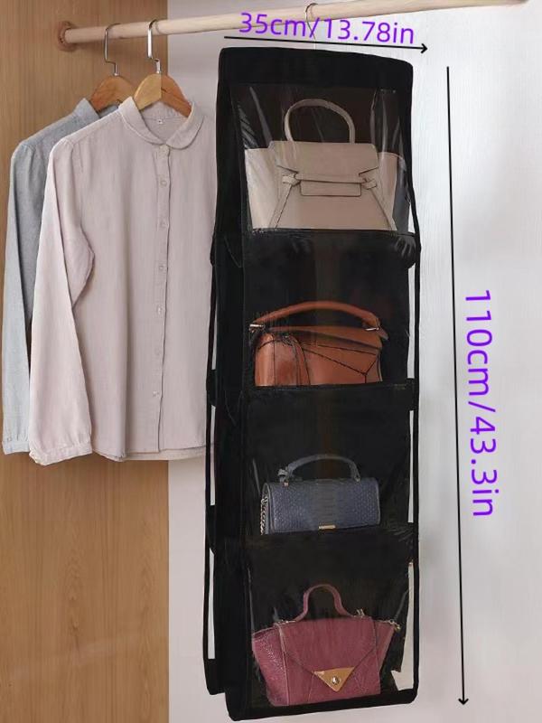 Solid Color Bag Hanger, 8 Pocket Hanging Bag Organizer, Space Saving Bag Storage Rack, Foldable Bag Organizer for Home Bedroom Wardrobe, Bag Accessories