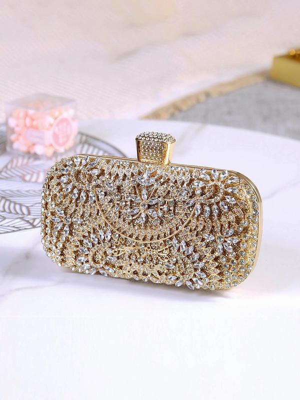 Summer Elegant Artificial Gemstone Decor Evening Bag, 2024 New Fashion Rhinestone Clutch Purse for Party banquet, Versatile Women's Commuting Bag