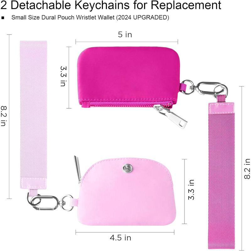 Zip Around Dual Pouch Wristlet Portable Wristlet Wallet Detachable Coin Purse Pouch for Women